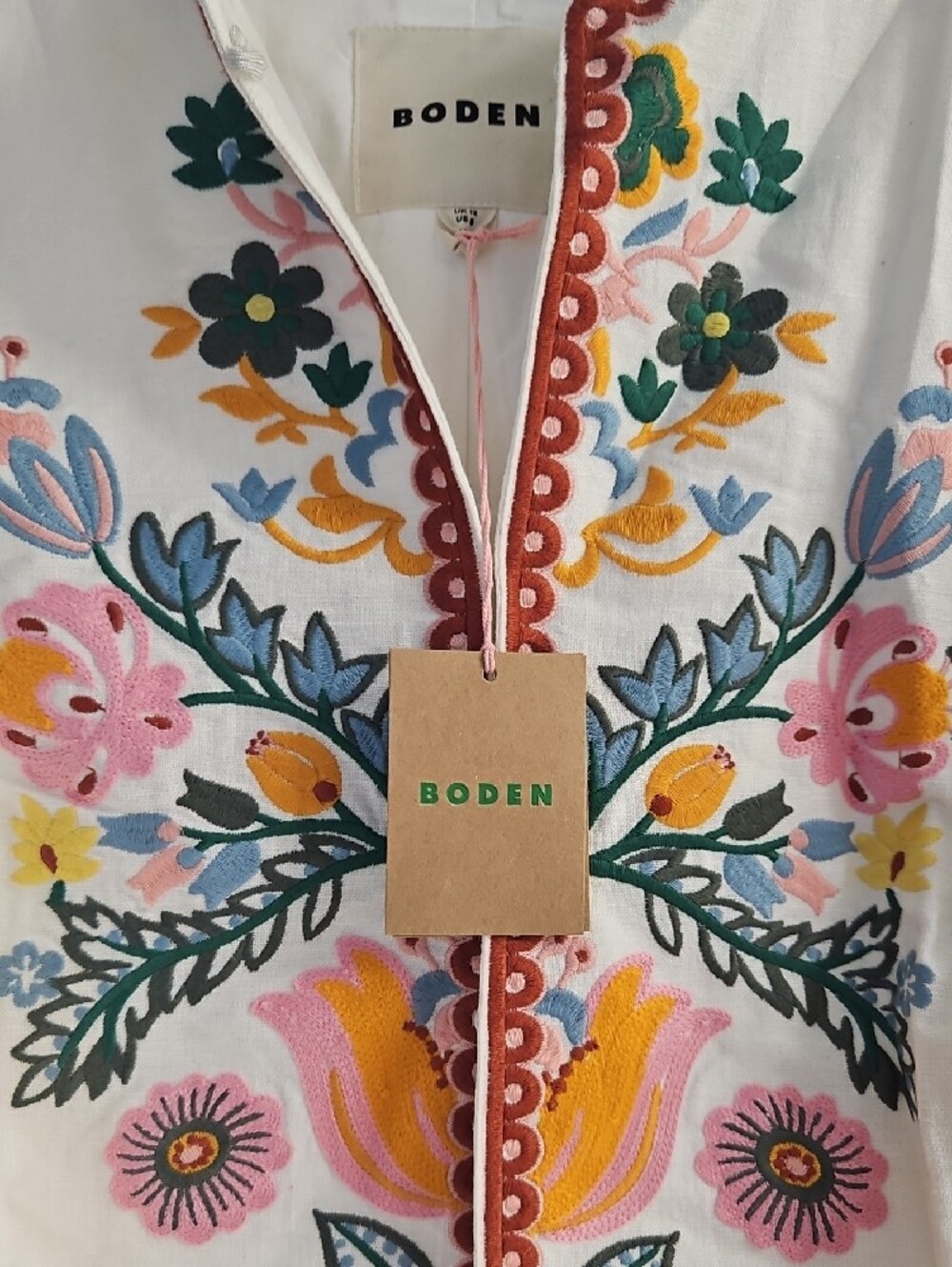 Boden Cream  Jacket with Multicolor Floral Embroidery - Picture 2 of 12